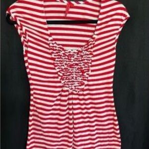 Red and White Striped Top One September Size Medium